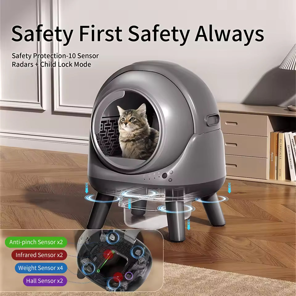Paw & Co Prestige Smart Litter Dome™ – 75L Fully Automatic Self-Cleaning Litter Box with App Control