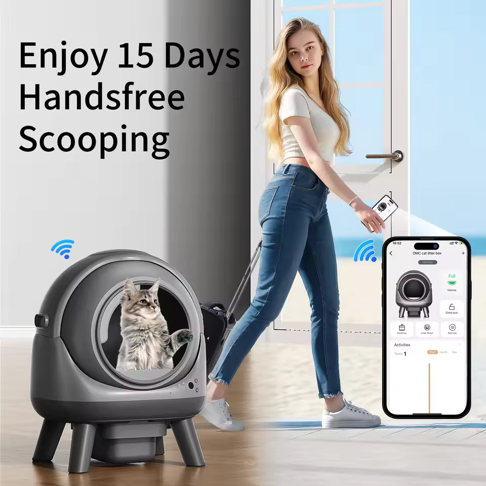 Paw & Co Prestige Smart Litter Dome™ – 75L Fully Automatic Self-Cleaning Litter Box with App Control